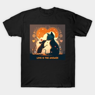 love is the answer, cat and rat T-Shirt